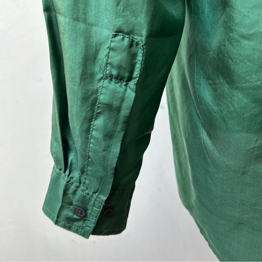 Vintage Bruno 100% Silk Green Button-Up Shirt - Picture 5 of 12